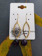Brass Marquise Earrings with Stone Beads