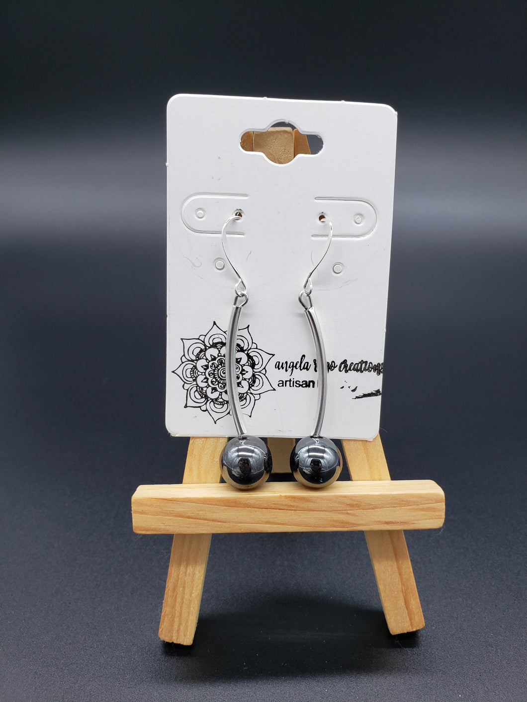 Long Bar Earrings with Stone Beads