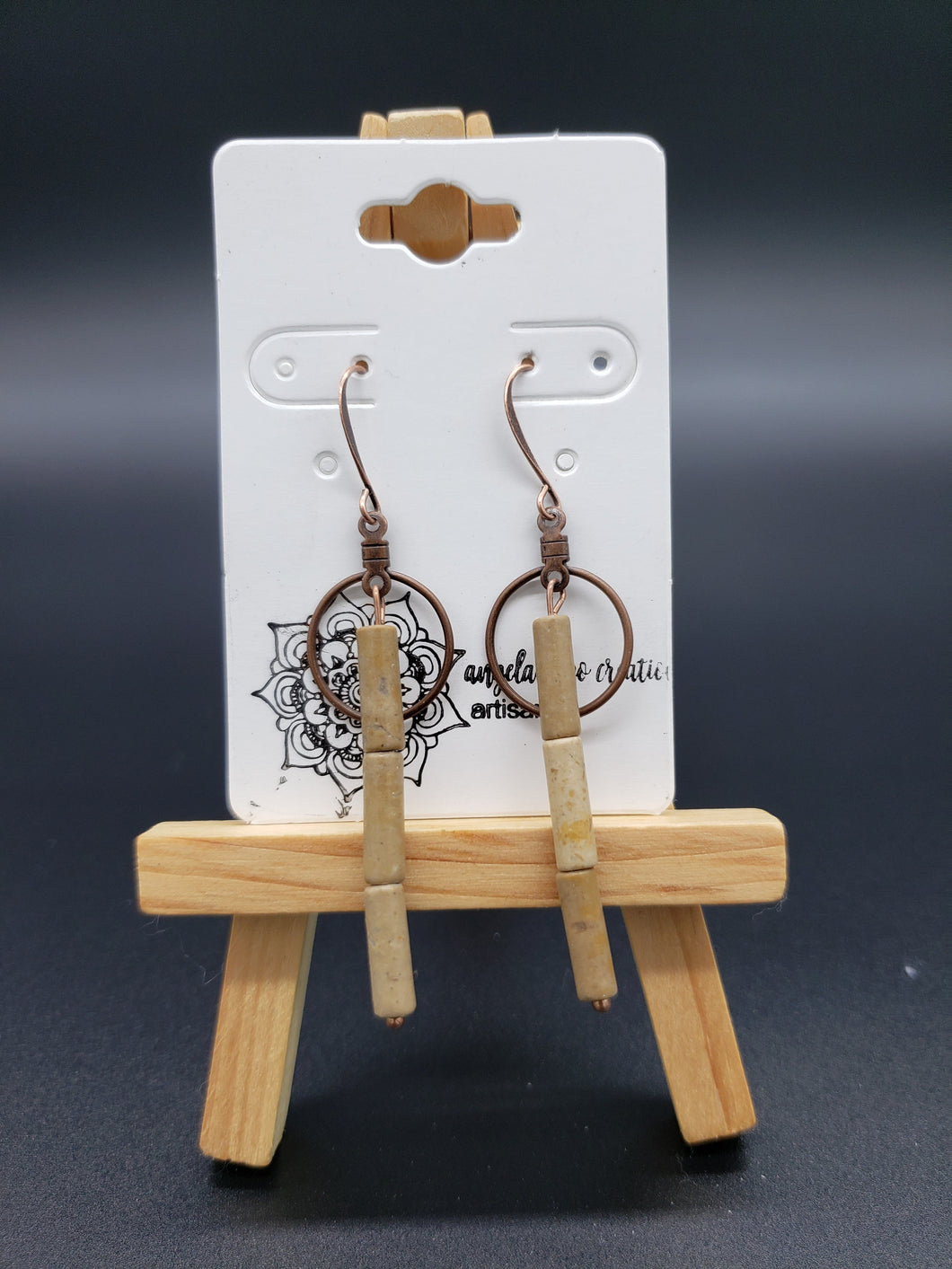 Earrings with Natural Stone Tube Beads