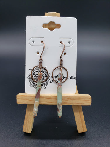 Earrings with Natural Stone Tube Beads