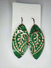 Large Embossed Hand-Painted Copper Earrings