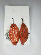 Large Embossed Hand-Painted Copper Earrings