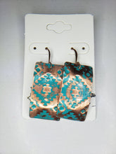 Large Embossed Hand-Painted Copper Earrings