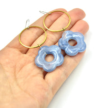 Groovy Flower Hoop Earrings - Blue