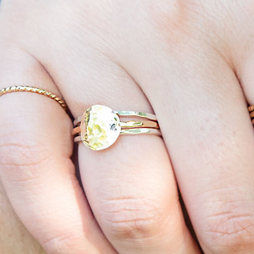 Hammered Disc Stacking Rings - mixed metals.