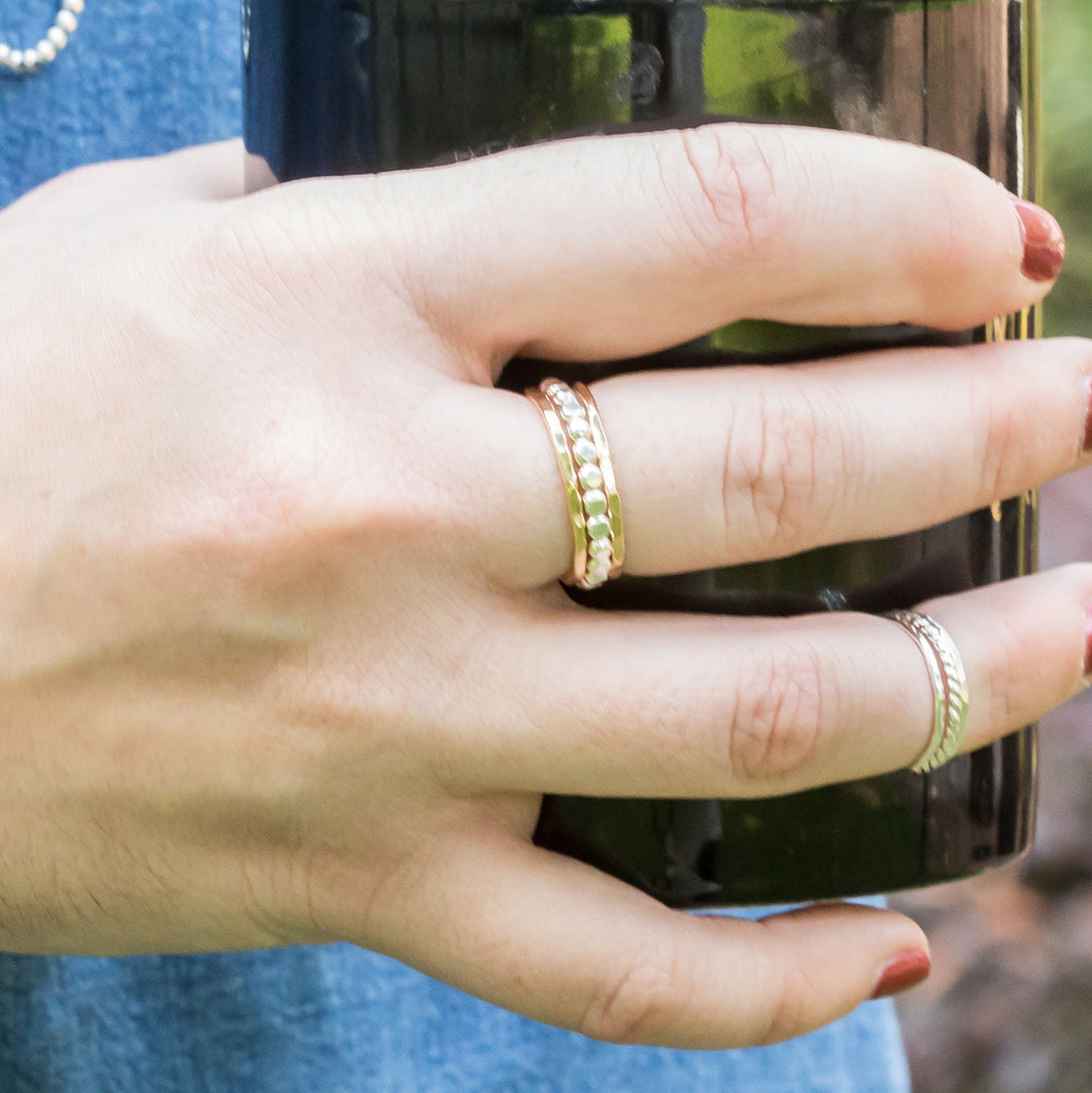 Thick Beaded Stacking Rings - mixed metals.