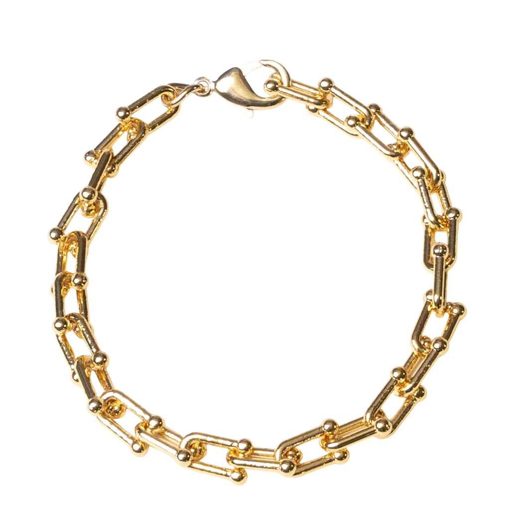 Large Gold Horse Bit Chain Bracelet