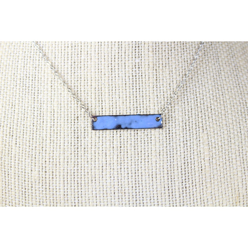 Bright Blue Enameled Bar Necklace