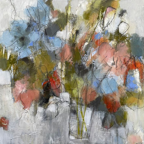 Blue Flowers in White