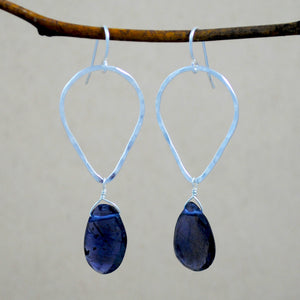 Teardrop and Semi-Precious Stone Earrings - sterling silver