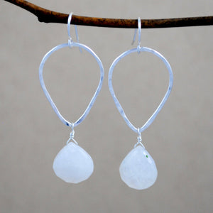 Teardrop and Semi-Precious Stone Earrings - sterling silver