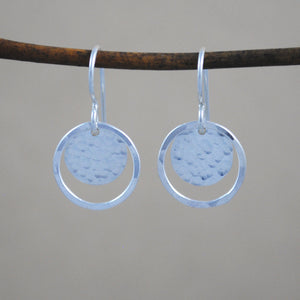 Hammered Halo Earrings - sterling silver