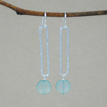 Rectangle and Semi-Precious Stone Earrings - sterling silver