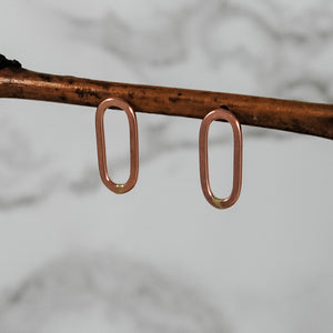 Small Paperclip Oval Studs - rose gold-filled