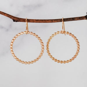 Large Beaded Circle Earrings - gold-filled