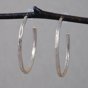 Hammered Hoop Earrings - sterling silver