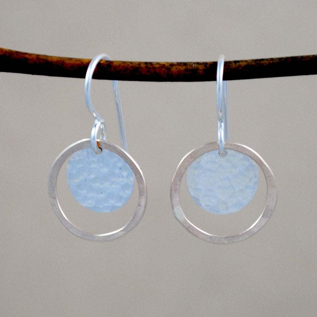 Hammered Halo Earrings - mixed metals