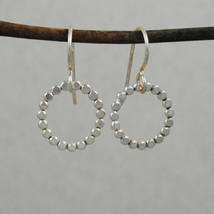 Small Beaded Circle Earrings - gold-filled