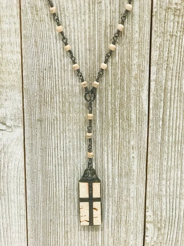 Soldered Creamtile with Magnesite Rosary Chain Short Necklace