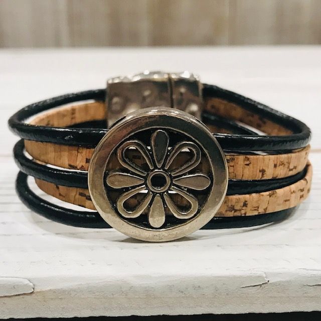 Cork and Black Leather