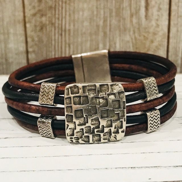 Black and Brown Leather Cuff