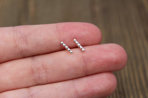 Dotted Bar Earrings - Sterling Silver
