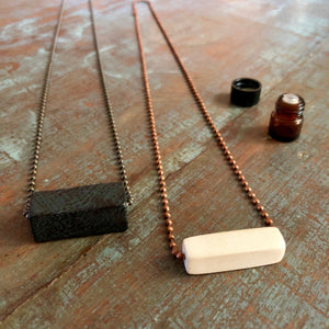 Wood Diffuser Necklace - Long Rectangle