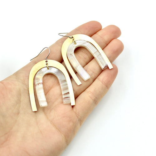 Layered Arches Earrings (White)