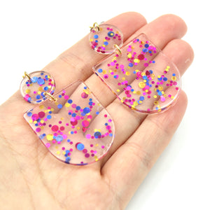 Confetti Drop Earrings - Pink