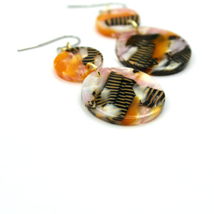 Pink Abstract Tiger Stripes Earrings