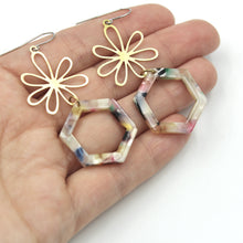 Floral Hexagon Earrings