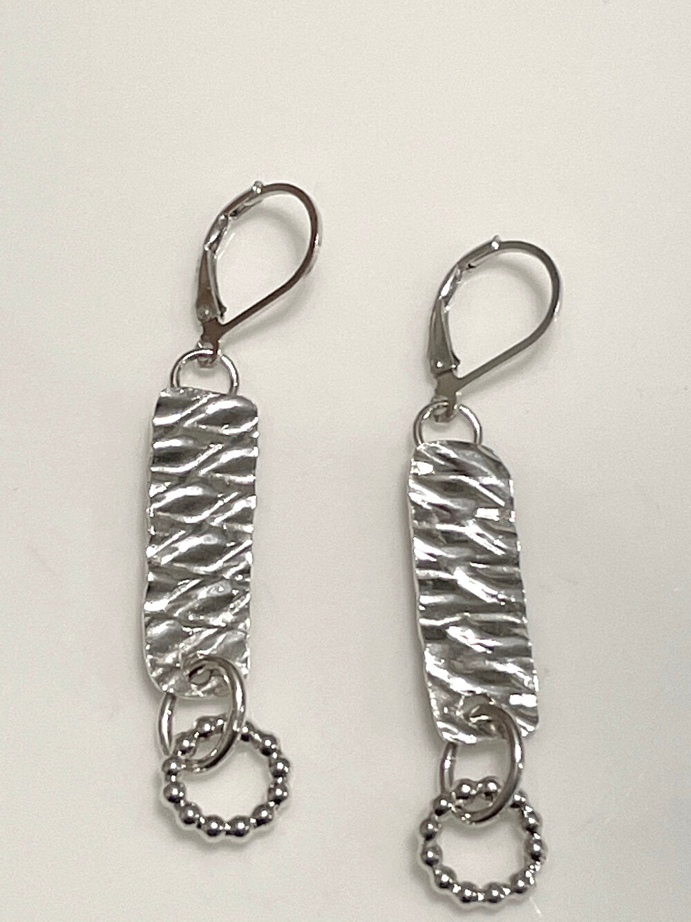 Diamonds Over Circles Sterling Silver Earring