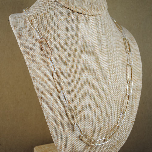 Paperclip Chain Necklace - mixed metals