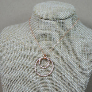 Double Ring Pendant - rose gold-filled