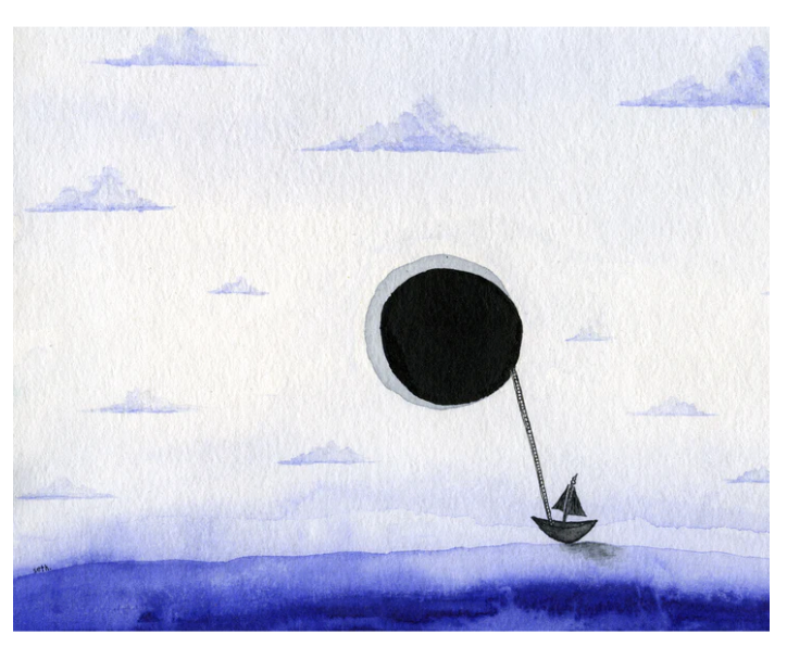 New Worlds Print - Dark Marble of the Crescent Moon
