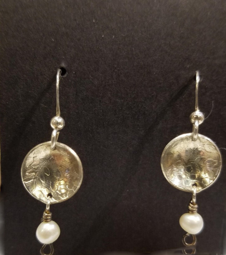 Drop Disc with Drop Pearl Earrings