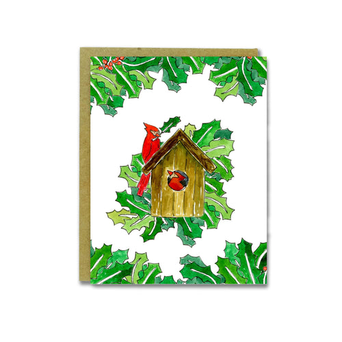 Cardinals and Holly Card