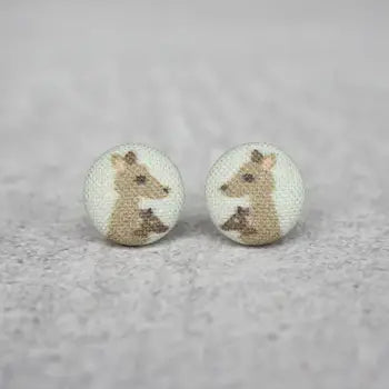 Kangaroo Fabric Button Earrings