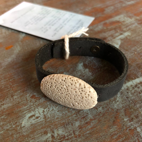 Lava Diffuser Bracelet - Black Leather