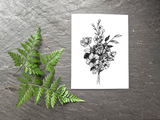 Black and White Bouquet Greeting Card