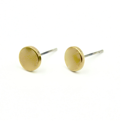 Brass Flat Dot Earrings