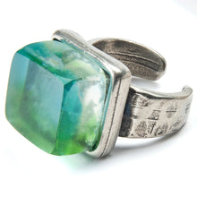 Mosaic cube ring silver finish