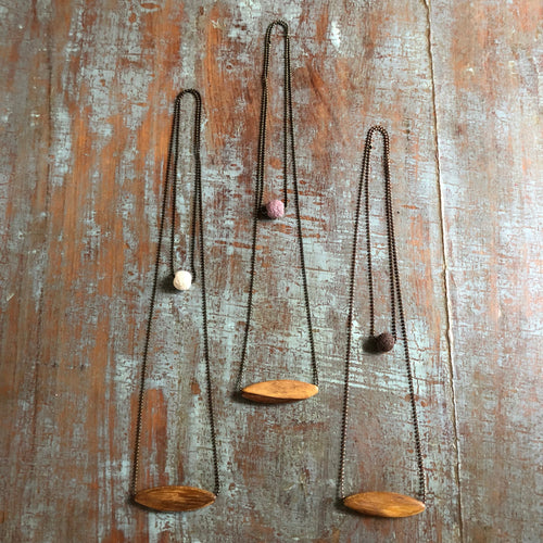 Double Layer Diffuser Necklace - Wood & Lava