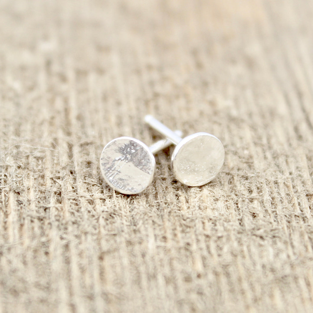 Flat Dot Earrings - Sterling Silver