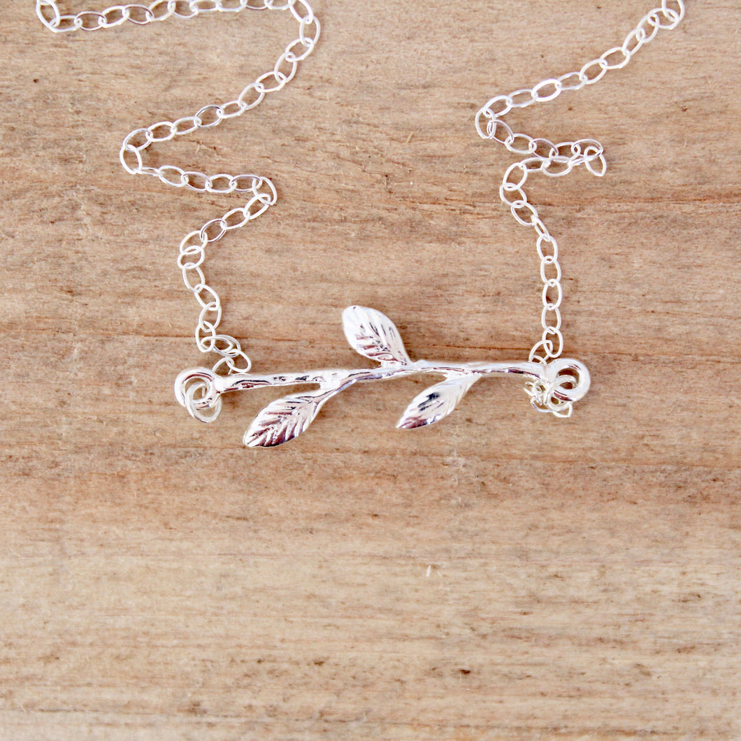 Leafy Branch Necklace - Sterling Silver