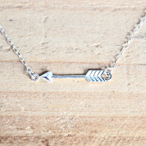 Sideways Arrow Necklace - Sterling Silver