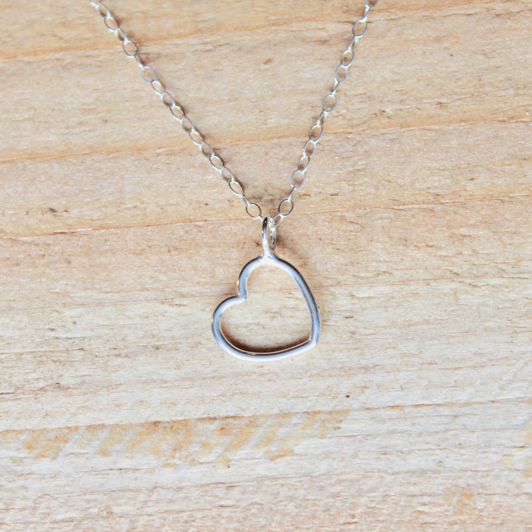 Open Heart Necklace - Sterling Silver