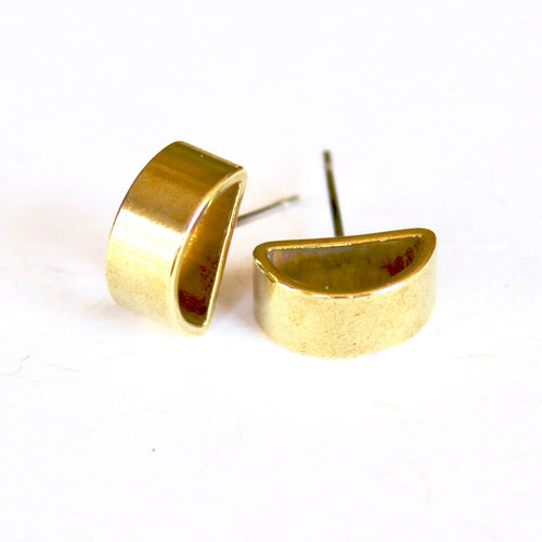 Brass Half Moon Earrings