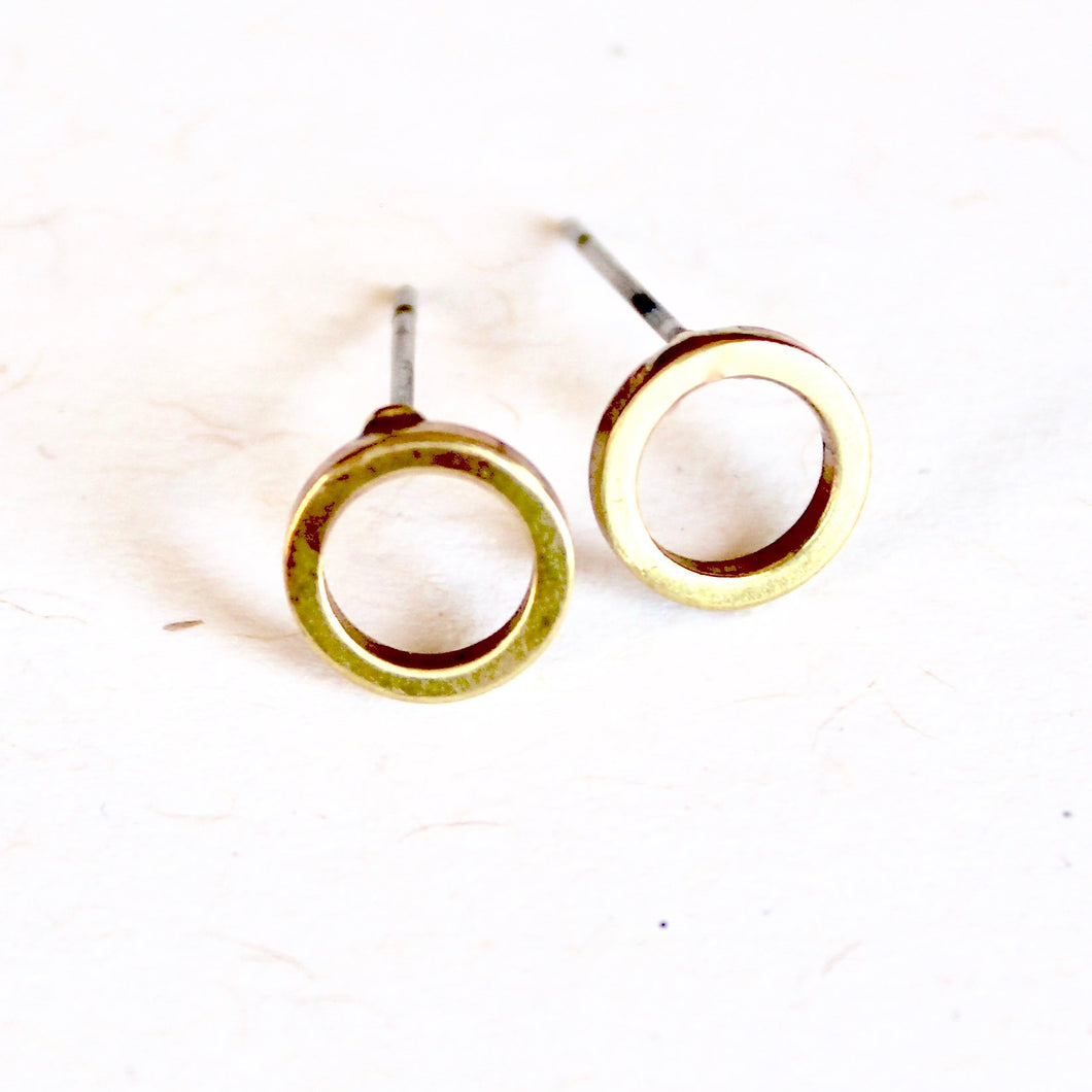 Brass Open Circle Earrings