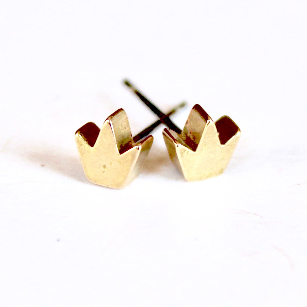 Brass Crown Earrings